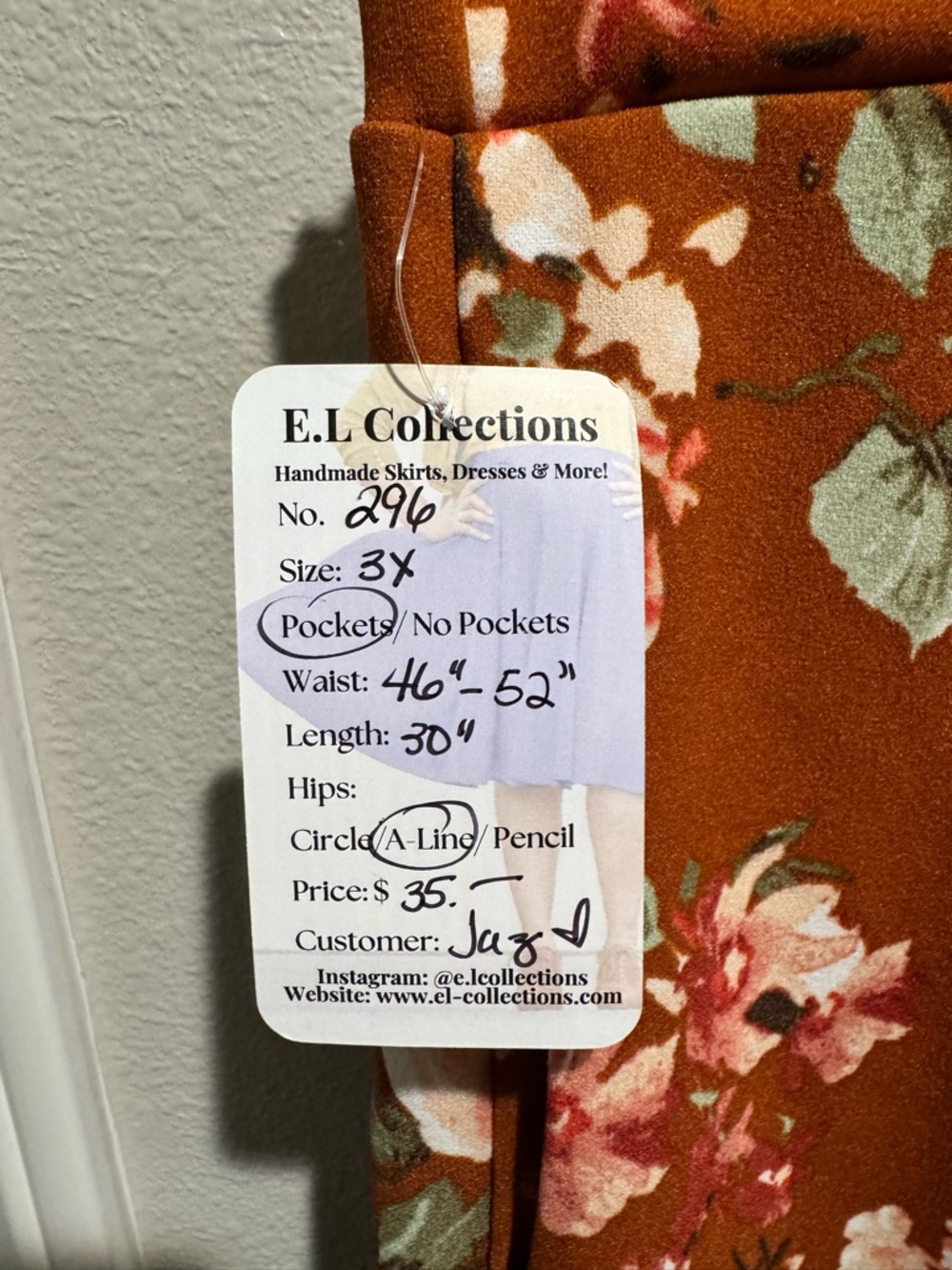 NWT Plus Size Burnt Orange Floral A-Line Skirt - Picture 5 of 5